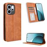 For OPPO Reno14 F 5G Magnetic Buckle Retro Texture Leather Phone Case(Brown)