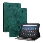 For Amazon Fire Max 11 Butterfly Rose Embossed Leather Tablet Case(Green)