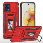 Motorola Moto G73 Armor PC + TPU Camera Shield Phone Case(Red)