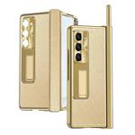 For Samsung Galaxy Z Fold5 Litchi Pattern Magnetic Shell Film Integrated Shockproof Phone Case(Champagne Gold)