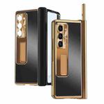 For Samsung Galaxy Z Fold5 Aluminum Alloy Double Hinge Shockproof Phone Protective Case(Black Gold)