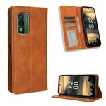 For Nokia XR21 Magnetic Buckle Retro Texture Leather Phone Case(Brown)