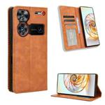 For ZTE nubia Z60 Ultra Magnetic Buckle Retro Texture Leather Phone Case(Brown)