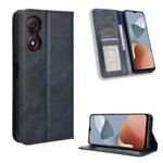 For ZTE Blade A34 Magnetic Buckle Retro Texture Leather Phone Case(Blue)