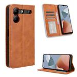 For ZTE Blade A54 Magnetic Buckle Retro Texture Leather Phone Case(Brown)