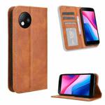 For ZTE Blade A35 Lite Magnetic Buckle Retro Texture Leather Phone Case(Brown)