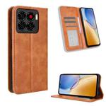 For ZTE Blade A56 4G Magnetic Buckle Retro Texture Leather Phone Case(Brown)