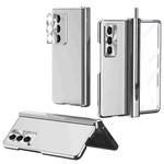 For Samsung Galaxy Z Fold5 Electroplating Hinged Folding Phone Case with S Pen Fold Edtion(Silver)