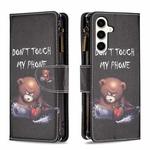 For Samsung Galaxy S23 FE 5G Colored Drawing Pattern Zipper Leather Phone Case(Bear)