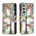 For Samsung Galaxy S24 5G Colored Drawing Pattern Zipper Leather Phone Case(Big Tree)