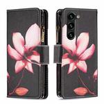 For Samsung Galaxy S24+ 5G Colored Drawing Pattern Zipper Leather Phone Case(Lotus)