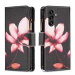 For Samsung Galaxy A35 Colored Drawing Pattern Zipper Leather Phone Case(Lotus)