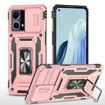 For OPPO Reno7 4G Armor PC + TPU Camera Shield Phone Case(Rose Gold)