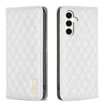 For Samsung Galaxy S23 FE 5G Diamond Lattice Magnetic Leather Flip Phone Case(White)