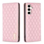 For Samsung Galaxy S23 FE 5G Diamond Lattice Magnetic Leather Flip Phone Case(Pink)