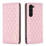 For Samsung Galaxy S24+ 5G Diamond Lattice Magnetic Leather Flip Phone Case(Pink)