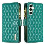For Samsung Galaxy S23 FE 5G Diamond Lattice Zipper Wallet Leather Flip Phone Case(Green)