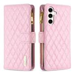 For Samsung Galaxy S23 FE 5G Diamond Lattice Zipper Wallet Leather Flip Phone Case(Pink)