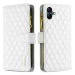 For Samsung Galaxy A05 Diamond Lattice Zipper Wallet Leather Flip Phone Case(White)