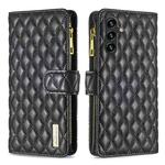 For Samsung Galaxy A35 Diamond Lattice Zipper Wallet Leather Flip Phone Case(Black)