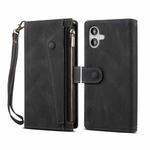 For iPhone 16 ESEBLE Retro Frosted RFID Flip Leather Phone Case(Black)