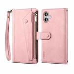 For iPhone 16 ESEBLE Retro Frosted RFID Flip Leather Phone Case(Rose Gold)