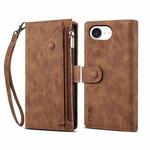For iPhone 16e ESEBLE Retro Frosted RFID Flip Leather Phone Case(Brown)