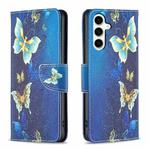 For Samsung Galaxy S23 FE 5G Colored Drawing Pattern Leather Phone Case(Gold Butterfly)
