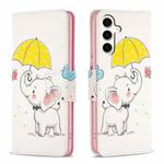 For Samsung Galaxy S23 FE 5G Colored Drawing Pattern Leather Phone Case(Umbrella Elephant)