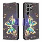 For Samsung Galaxy S24 Ultra 5G Colored Drawing Pattern Leather Phone Case(Big Butterfly)