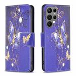 For Samsung Galaxy S24 Ultra 5G Colored Drawing Pattern Leather Phone Case(Purple Butterfly)