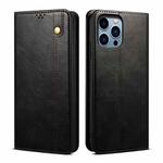 For iPhone 15 Pro Max Oil Wax Crazy Horse Texture Leather Phone Case(Black)