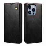 For iPhone 15 Pro Oil Wax Crazy Horse Texture Leather Phone Case(Black)