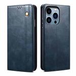 For iPhone 15 Pro Oil Wax Crazy Horse Texture Leather Phone Case(Blue)