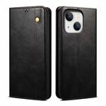 For iPhone 15 Plus Oil Wax Crazy Horse Texture Leather Phone Case(Black)
