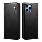 For iPhone 16 Pro Max Oil Wax Crazy Horse Texture Leather Phone Case(Black)