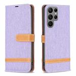 For Samsung Galaxy S24 Ultra 5G Color Block Denim Texture Leather Phone Case(Purple)