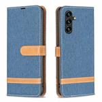 For Samsung Galaxy A55 Color Block Denim Texture Leather Phone Case(Dark Blue)