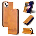 For iPhone 15 AZNS Magnetic Calf Texture Leather Phone Case(Light Brown)