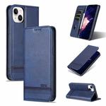 For iPhone 15 AZNS Magnetic Calf Texture Leather Phone Case(Dark Blu)