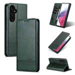 For Samsung Galaxy A35 5G AZNS Magnetic Calf Texture Flip Leather Phone Case(Dark Green)