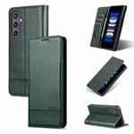 For Samsung Galaxy S24+ 5G AZNS Magnetic Calf Texture Flip Leather Phone Case(Dark Green)