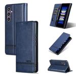 For Samsung Galaxy S24+ 5G AZNS Magnetic Calf Texture Flip Leather Phone Case(Dark Blue)