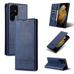 For Samsung Galaxy S24 Ultra 5G AZNS Magnetic Calf Texture Flip Leather Phone Case(Dark Blue)