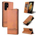 For Samsung Galaxy S24 Ultra 5G AZNS Magnetic Calf Texture Flip Leather Phone Case(Light Brown)