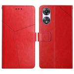 For OPPO A58 4G Y-shaped Pattern Flip Leather Phone Case(Red)