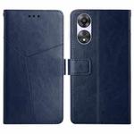 For OPPO A18 / A38 4G Y-shaped Pattern Flip Leather Phone Case(Blue)