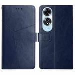 For OPPO A60 4G Y-shaped Pattern Flip Leather Phone Case(Blue)