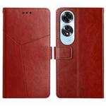 For OPPO A60 4G Y-shaped Pattern Flip Leather Phone Case(Brown)