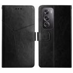 For OPPO Reno12 Pro 5G Global Y-shaped Pattern Flip Leather Phone Case(Black)